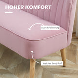 2-seater fabric sofa couch upholstered sofa lounge sofa wide pink (4)