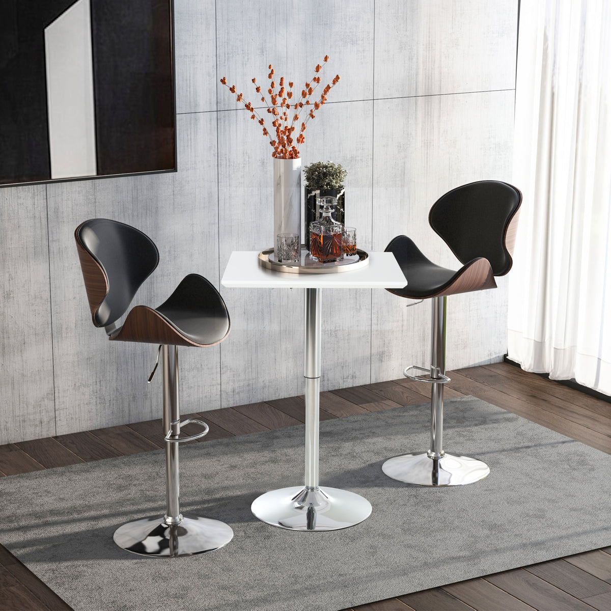 Bar Table Bistro Table Pub Height-Adjustable Square Standing Table Table Steel White 60 x 60 x 69-92 cm (2)