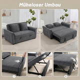 Futon sofa bed, adjustable backrest, 2-seater with 2 cushions, dark grey (4)