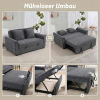 Futon sofa bed, adjustable backrest, 2-seater with 2 cushions, dark grey (4)