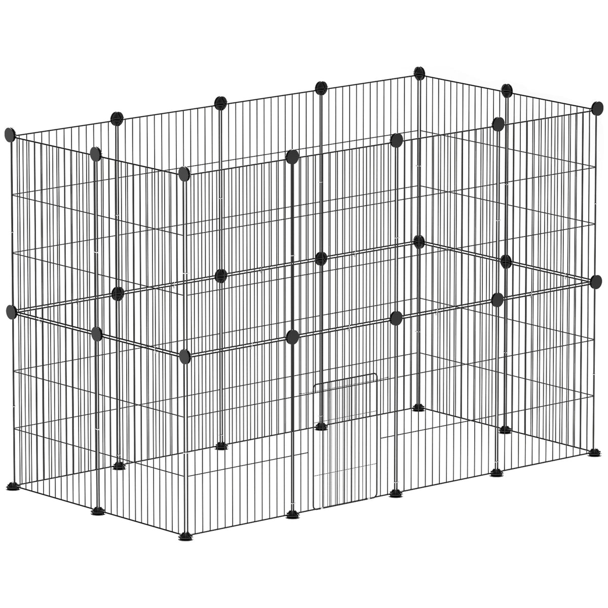 Small animal cage, outdoor enclosure, modular design, 0.72 m² area, steel, black