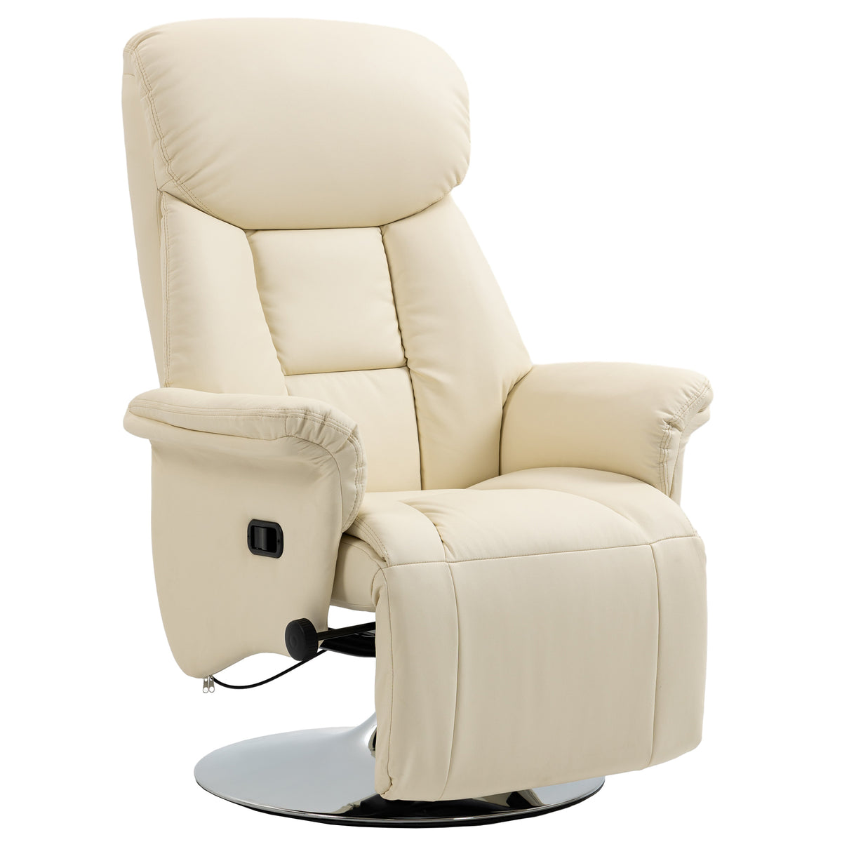 Recliner chair, reclining function, leather look, footrest, up to 150 kg, 78 x 80 x 109 cm, cream