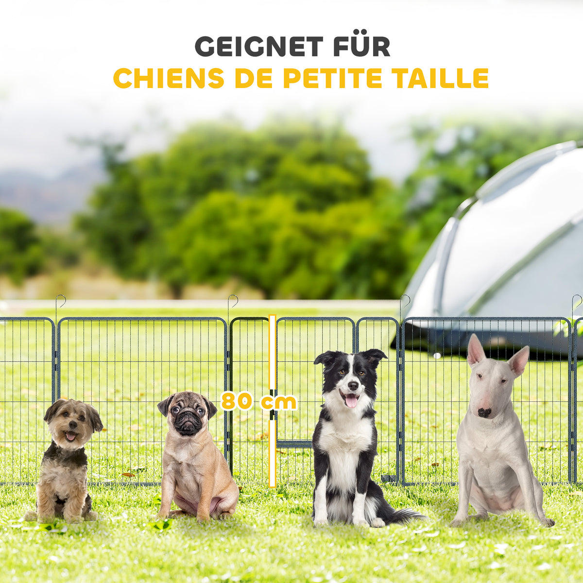 Puppy playpen, 16-panel foldable puppy run with door for small to medium dogs, 3.2 x 3.2 x 0.8 m, grey (6)
