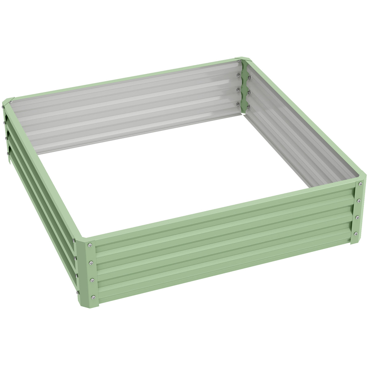 Garden bed, planter box with steel housing, green, 120 x 120 x 30 cm