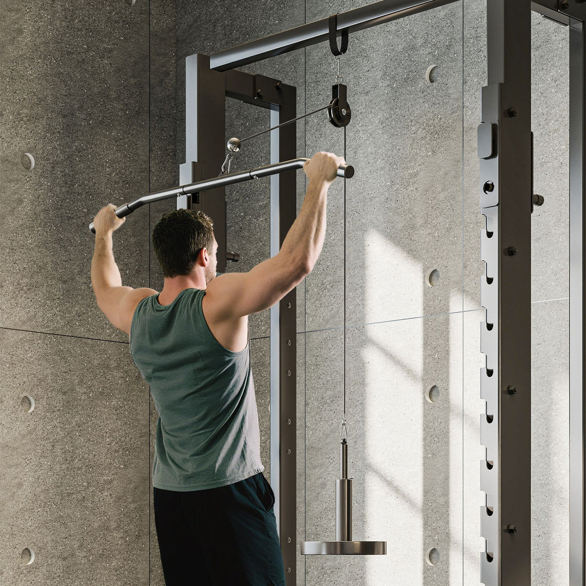 Fitness Lat Pulldown Gym Fitness Equipment Cable Pulley System Arm Strength Training for Home (2)