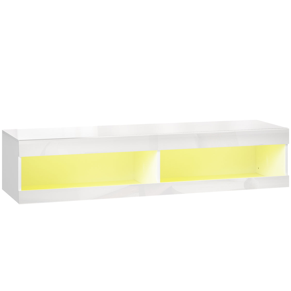 TV Cabinet, wall-mounted TV lowboard with 16-color RGB LED lighting, TV stand with open storage, for 55-60 inch
