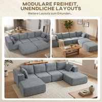 Modular corner sofa, U-shape sofa with wide and deep seat, 2 ottomans, dark gray (4)