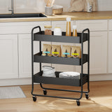 Kitchen trolley, 3 baskets, 4 castors, metal, black (10)