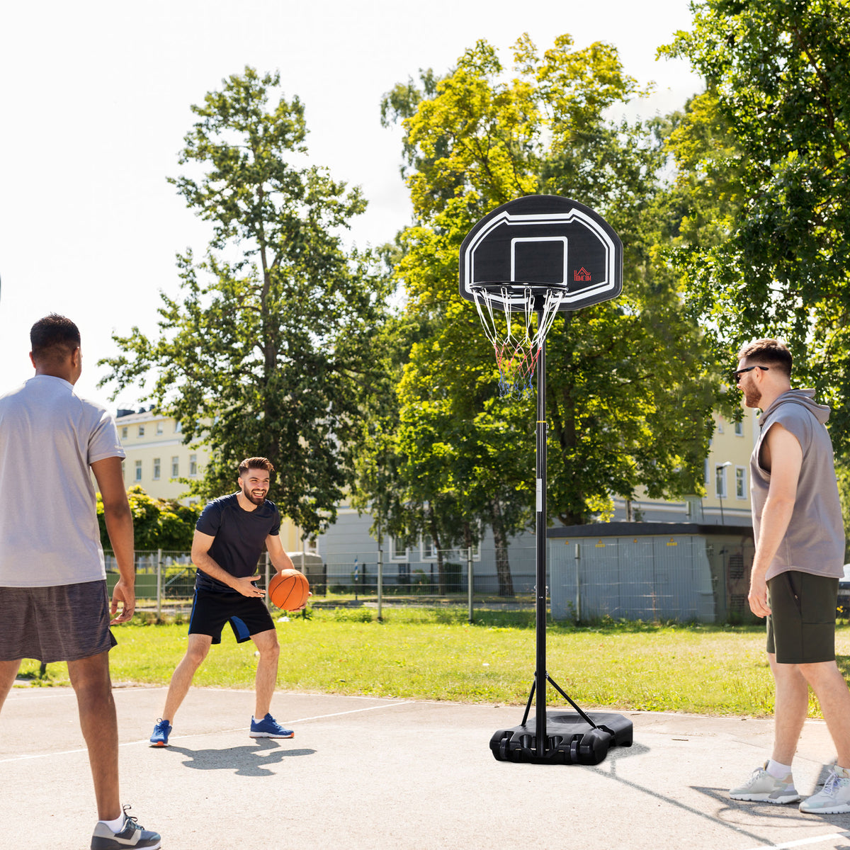 Outdoor basketball hoop for teenagers, 160-210 cm height-adjustable basketball stand with wheels (2)