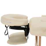 Massage table, foldable massage couch, height-adjustable massage bench for spa, salon, faux leather, wood, cream (8)
