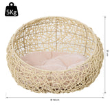 Rattan cat cave cat bed cat house with cushion cat tent pet house for cats dogs beige Ø56 x 35 cm (3)