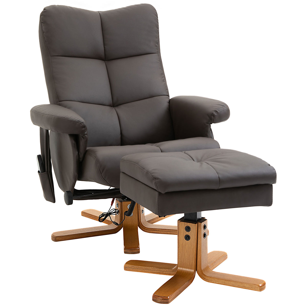 Recliner chair with reclining function, massage chair with footstool, armchair, TV chair, 145° tilt, reclining