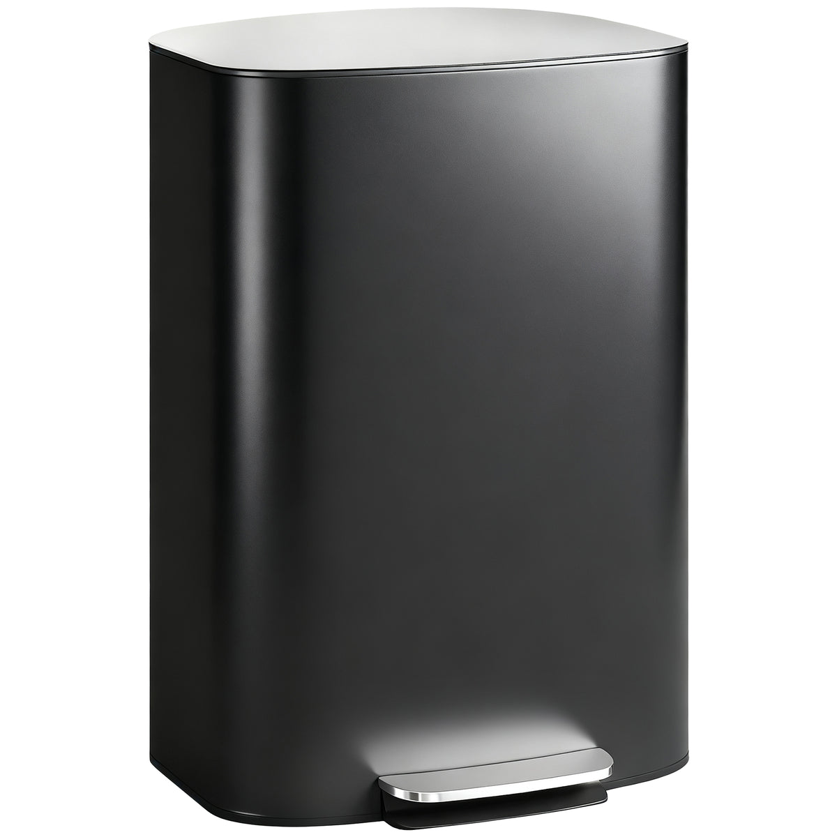 Kitchen Trash Can 50 Liter Step Bin with Stay-Open Function, Soft-Close Lid, Pedal, Black