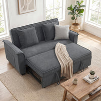 Futon sofa bed, adjustable backrest, 2-seater with 2 cushions, dark grey (2)