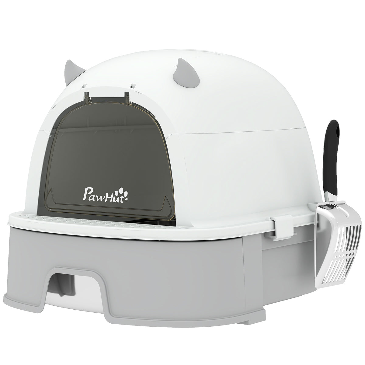 Stainless steel litter box with removable lid, scoop & activated carbon filter for small to medium-sized cats