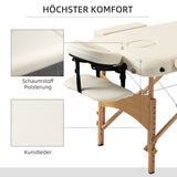 Massage table, foldable massage couch, height-adjustable massage bench for spa, salon, faux leather, wood, cream (6)