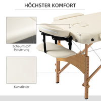 Massage table, foldable massage couch, height-adjustable massage bench for spa, salon, faux leather, wood, cream (6)