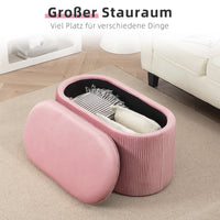 Bench, storage bench, upholstered bench, ottoman, retro design, velvet look, 81 cm x 40 cm x 41 cm, old rose (5)