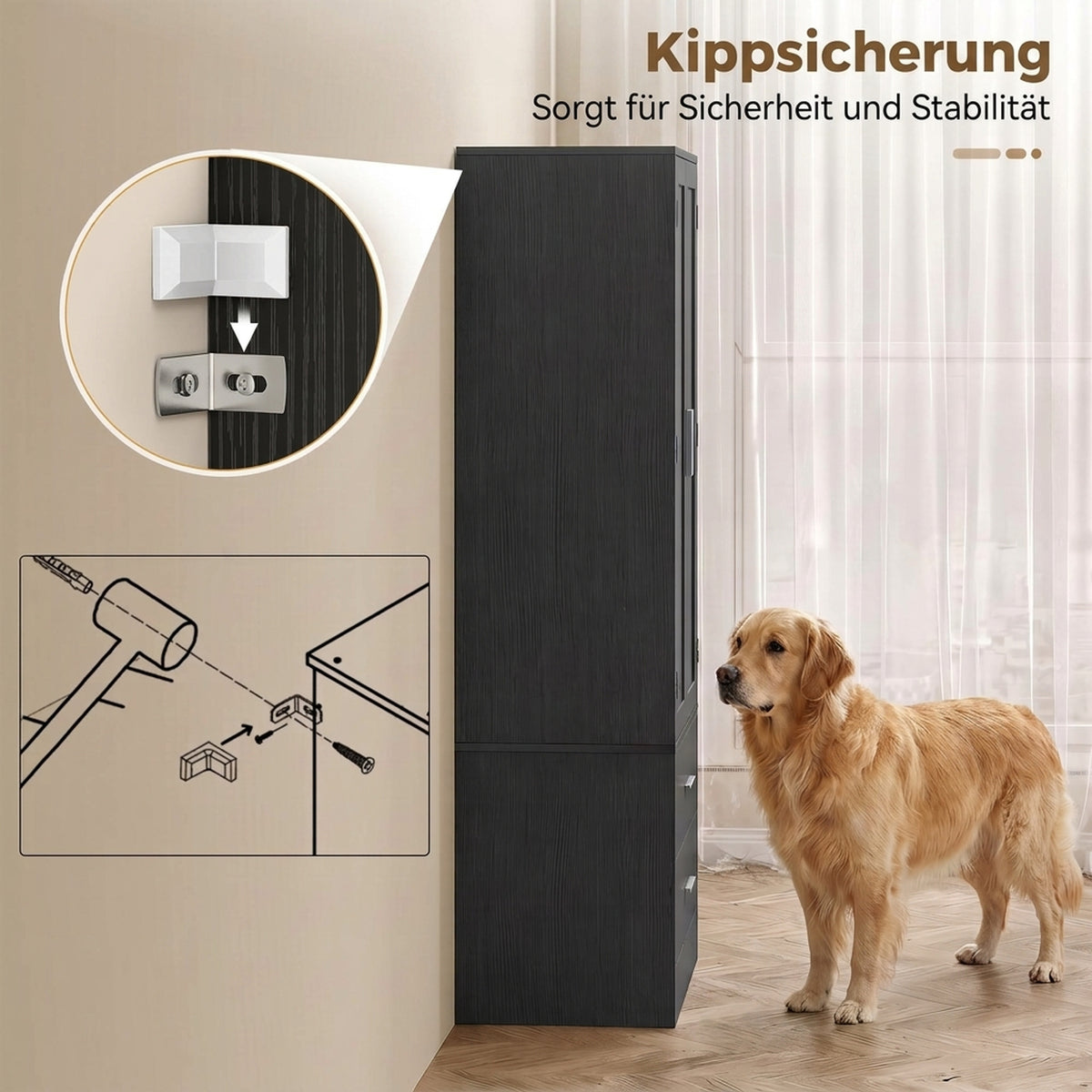 Pantry cabinet 8 door shelves adjustable shelves kitchen cupboard 159 cm black (7)