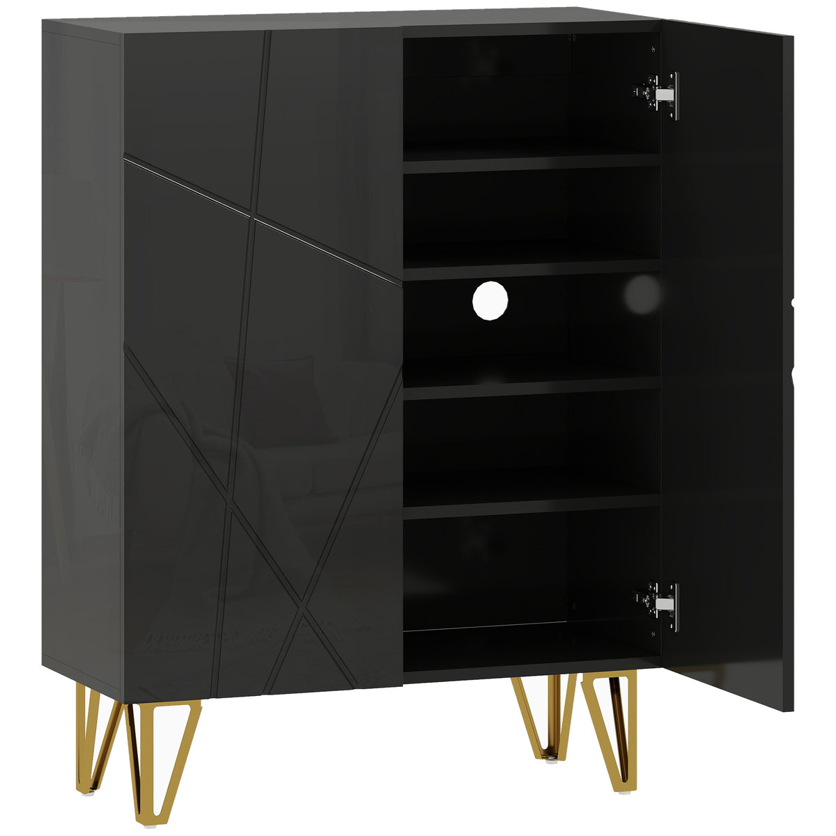 Shoe cabinet with 2 doors, shoe rack, shoe storage with 3 adjustable shelves 72 x 31.5 x 95 cm, black