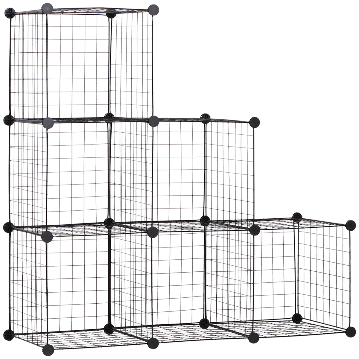 Metal cube shelf, customizable cube storage unit for clothes, books, toys, flexible, 109L x 37W x 109H cm, black