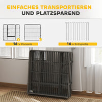 Puppy playpen, 16-panel foldable puppy run with door for small to medium dogs, 3.2 x 3.2 x 0.8 m, grey (5)