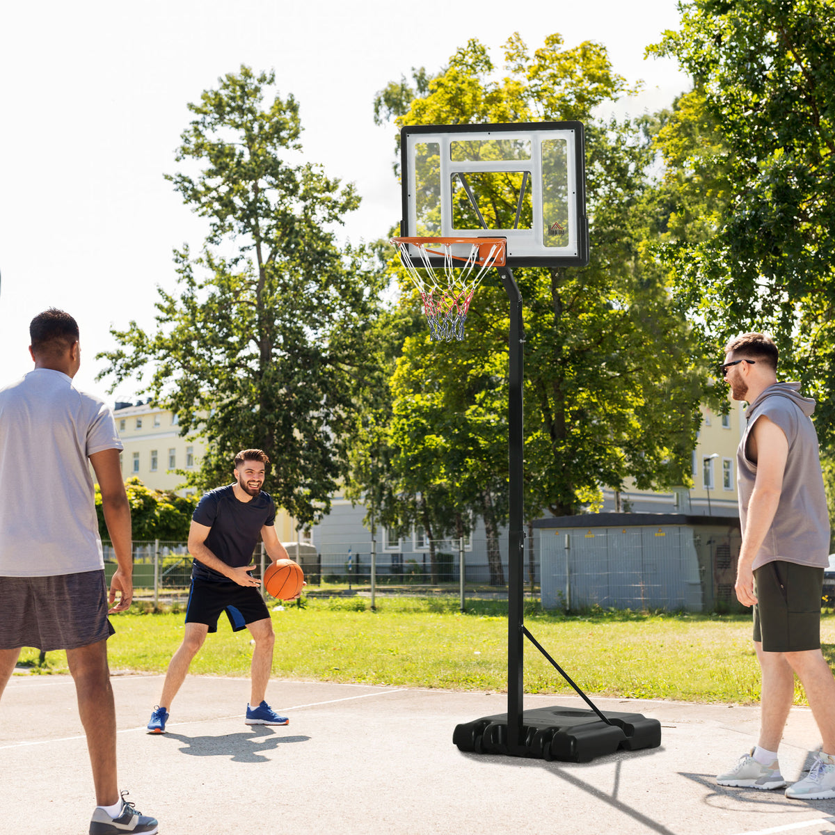 Basketball stand with wheels, rollable, height-adjustable from 210-260 cm, basketball hoop with stand suitable (2)