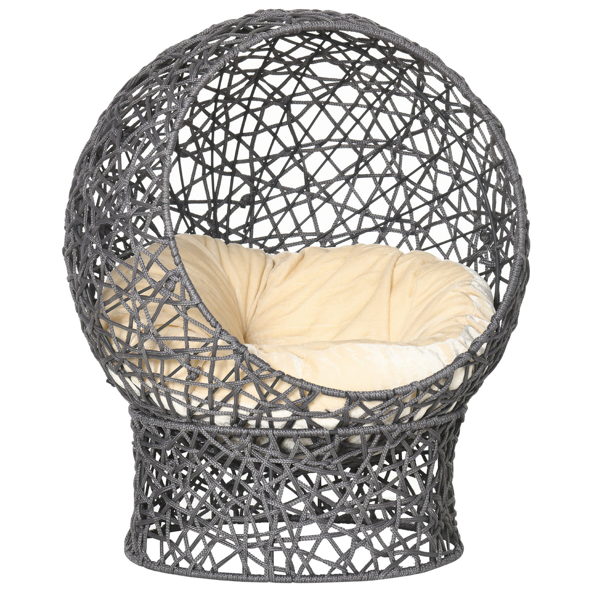 Cat basket, cat cave incl. cushion, 2-piece, 50 cm x 50 cm x 60 cm, cream white + anthracite
