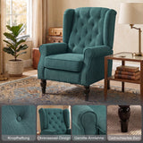 Elegant wingback chair, thickly upholstered, removable cover, 74 x 86 x 102 cm, dark green (4)