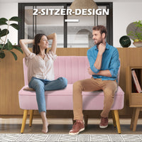 2-seater fabric sofa couch upholstered sofa lounge sofa wide pink (6)